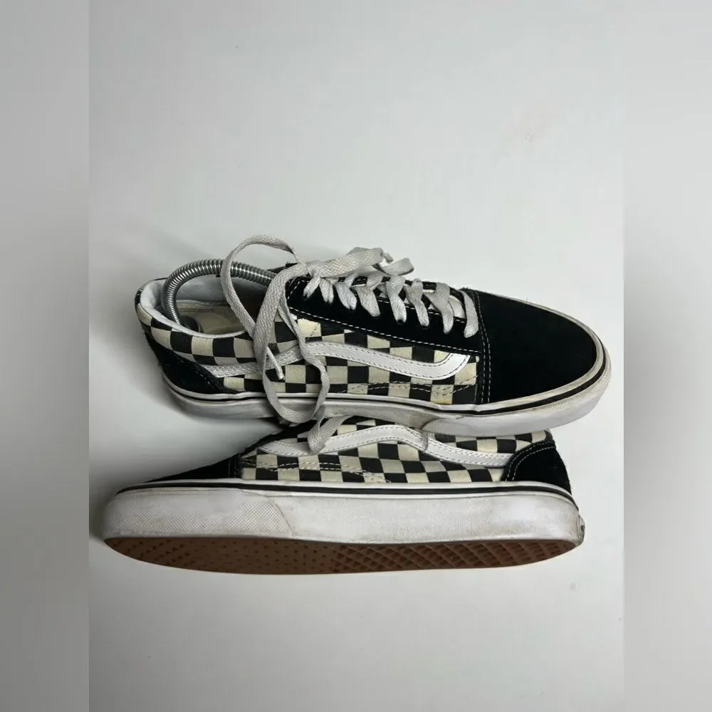 Vans Black & White Checkerboard Low Top Skate Tennis Shoes Size 7 M/ 8,5 W